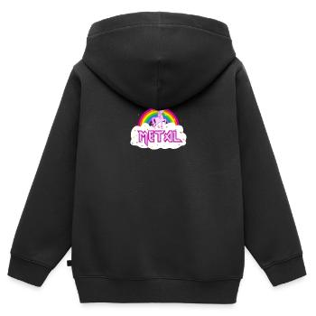 licorne arc-en-ciel - Sweat Premium à capuche zippé enfant bio - noir - Dos - AI Model Kid Male (0cm)