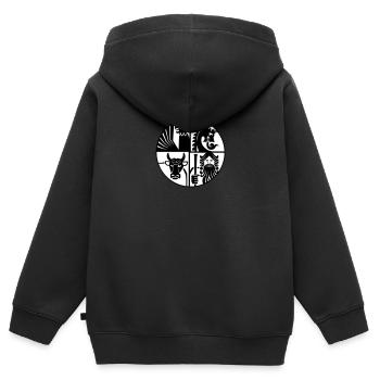 Nordisches Zimmer - Kinder Premium Organic Zip Hoodie - Schwarz - Hinten - AI Model Kid Male (0cm)