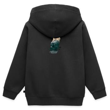 Double Exposure Animal Eule Lustige Geschenkidee - Kinder Premium Organic Zip Hoodie - Schwarz - Hinten - AI Model Kid Male (0cm)