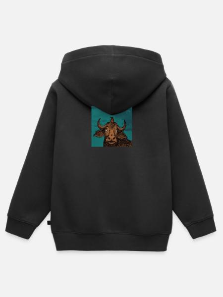 Büffel - Kinder Premium Organic Zip Hoodie - Schwarz
