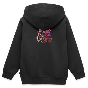 Reine du jour - Sweat Premium à capuche zippé enfant bio - noir - Dos - AI Model Kid Male (0cm)
