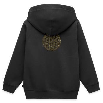 Fleur de vie | Énergie - force de vie - vie - Sweat Premium à capuche zippé enfant bio - noir - Dos - AI Model Kid Male (0cm)