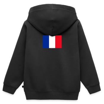 DRAPEAU FRANÇAIS - Sweat Premium à capuche zippé enfant bio - noir - Dos - AI Model Kid Male (0cm)