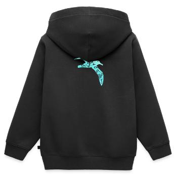 Maori Salvins Albatross tatouage tribal polynésien - Sweat Premium à capuche zippé enfant bio - noir - Dos - AI Model Kid Male (0cm)