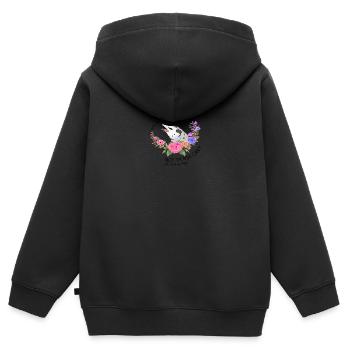 Opossum mit Blumen Tee - Kinder Premium Organic Zip Hoodie - Schwarz - Hinten - AI Model Kid Male (0cm)