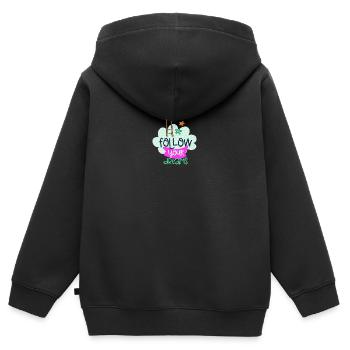 Follow your dreams - Sweat Premium à capuche zippé enfant bio - noir - Dos - AI Model Kid Male (0cm)