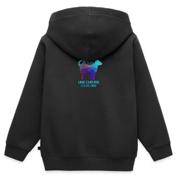 je suis une chèvre qui déchire - Sweat Premium à capuche zippé enfant bio - noir - Dos - AI Model Kid Male (0cm)