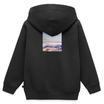 Bar de plage en Toscane - Sweat Premium à capuche zippé enfant bio - noir - Dos - AI Model Kid Male (0cm)