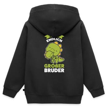 Großer Bruder Dinosaurier Grosser Bruder Geschenk - Kinder Premium Organic Zip Hoodie - Schwarz - Hinten - AI Model Kid Male (0cm)