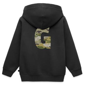 Tarnbuchstabe G - Kinder Premium Organic Zip Hoodie - Schwarz - Hinten - AI Model Kid Male (0cm)