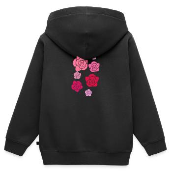 Roses, fleurs, illustration, rose - Sweat Premium à capuche zippé enfant bio - noir - Dos - AI Model Kid Male (0cm)