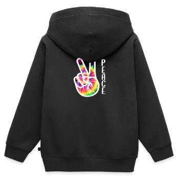Friedenszeichen Hand - Kinder Premium Organic Zip Hoodie - Schwarz - Hinten - AI Model Kid Male (0cm)