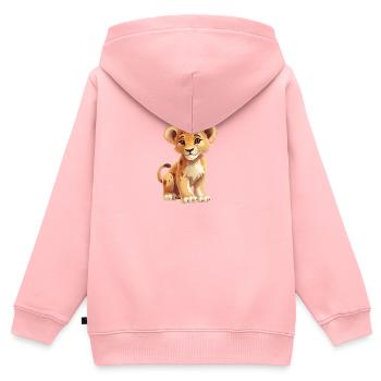 Lion mignon pour bébés et enfants - Sweat Premium à capuche zippé enfant bio - rose - Dos - AI Model Kid Female (0cm)