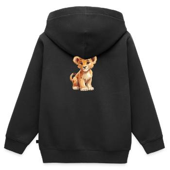 Lion mignon pour bébés et enfants - Sweat Premium à capuche zippé enfant bio - noir - Dos - AI Model Kid Male (0cm)