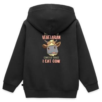 Second Hand Vegetarian Funny Meat Lover Anti Vegan - Kids Premium Organic Zip-up Hoodie - black - Back - AI Model Kid Male (0cm)