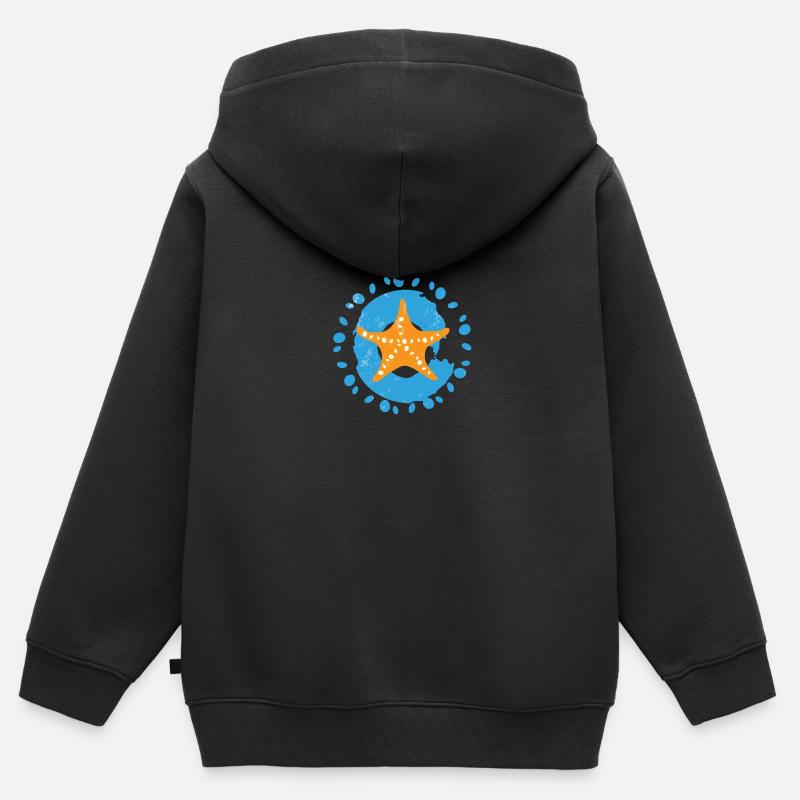 Étoile de mer - Sweat Premium à capuche zippé enfant bio - noir