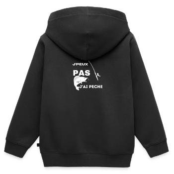je peux pas j'ai pêche - Sweat Premium à capuche zippé enfant bio - noir - Dos - AI Model Kid Male (0cm)