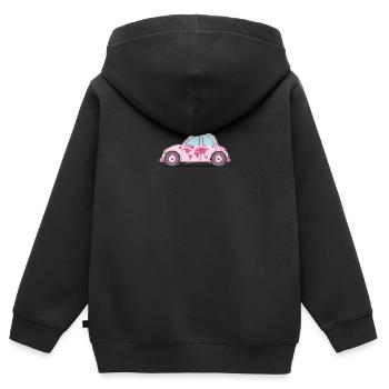 Voiture avec valise Coeur Rose - Sweat Premium à capuche zippé enfant bio - noir - Dos - AI Model Kid Male (0cm)