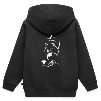 Chat Chat Cadeau Amis chats Visage de chat - Sweat Premium à capuche zippé enfant bio - noir - Dos - AI Model Kid Male (0cm)