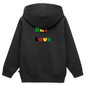 Un seul amour - Sweat Premium à capuche zippé enfant bio - noir - Dos - AI Model Kid Male (0cm)