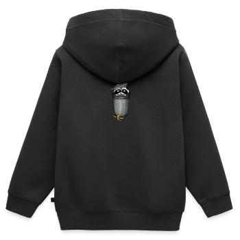 Waschbär in Mülltonne - Kinder Premium Organic Zip Hoodie - Schwarz - Hinten - AI Model Kid Male (0cm)