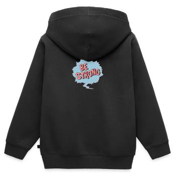 Be Strong - Sweat Premium à capuche zippé enfant bio - noir - Dos - AI Model Kid Male (0cm)