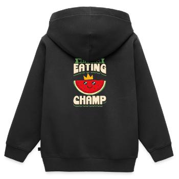 Watermelon Eating Champ - Kinder Premium Organic Zip Hoodie - Schwarz - Hinten - AI Model Kid Male (0cm)