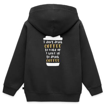 Ich trinke keinen Kaffee um wach zu werden - Kinder Premium Organic Zip Hoodie - Schwarz - Hinten - AI Model Kid Male (0cm)