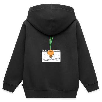 Oignon - Sweat Premium à capuche zippé enfant bio - noir - Dos - AI Model Kid Male (0cm)