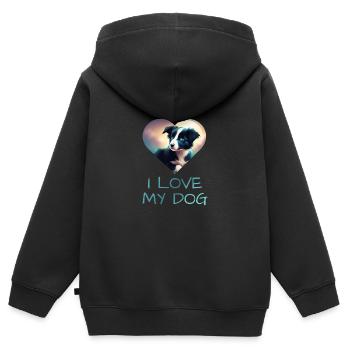 Border Colllie digital Art - Kinder Premium Organic Zip Hoodie - Schwarz - Hinten - AI Model Kid Male (0cm)