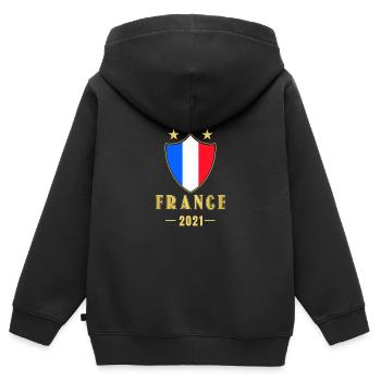 France France Football - Sweat Premium à capuche zippé enfant bio - noir - Dos - AI Model Kid Male (0cm)