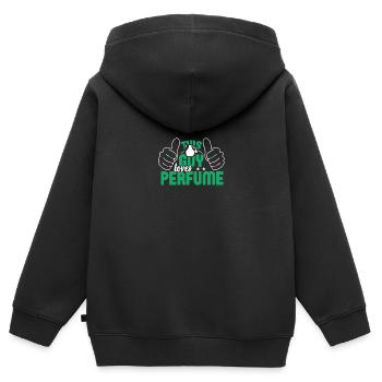 Parfüm Fragrance Perfüm Perfume Parfum Duft - Sweat Premium à capuche zippé enfant bio - noir - Dos - AI Model Kid Male (0cm)