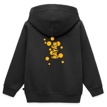 Name Rayan - Kinder Premium Organic Zip Hoodie - Schwarz - Hinten - AI Model Kid Male (0cm)