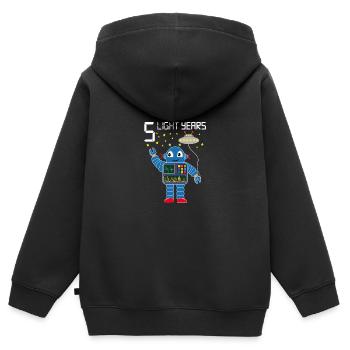 Robot congratulates 5 light years old five years - Kids Premium Organic Zip-up Hoodie - black - Back - AI Model Kid Male (0cm)