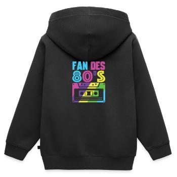 fan des 80s - Sweat Premium à capuche zippé enfant bio - noir - Dos - AI Model Kid Male (0cm)