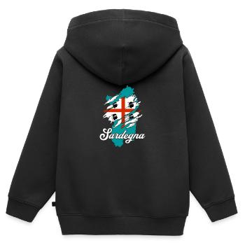 Île de Sardaigne - Sweat Premium à capuche zippé enfant bio - noir - Dos - AI Model Kid Male (0cm)
