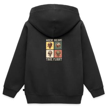 Ballon - Sweat Premium à capuche zippé enfant bio - noir - Dos - AI Model Kid Male (0cm)
