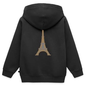 Tour Eiffel TOWER - Sweat Premium à capuche zippé enfant bio - noir - Dos - AI Model Kid Male (0cm)