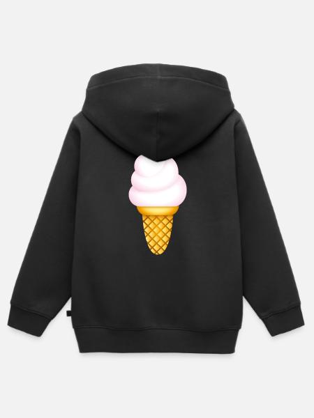 Smiley Icecream - Kinder Premium Organic Zip Hoodie - Schwarz