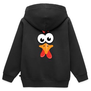 Poules poules poules face - Sweat Premium à capuche zippé enfant bio - noir - Dos - AI Model Kid Male (0cm)