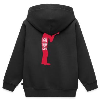 Stehend weinen Depression - Kinder Premium Organic Zip Hoodie - Schwarz - Hinten - AI Model Kid Male (0cm)