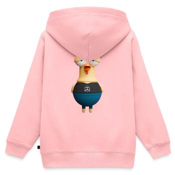 Genervtes Montags Huhn - Kinder Premium Organic Zip Hoodie - Rosa - Hinten - AI Model Kid Female (0cm)