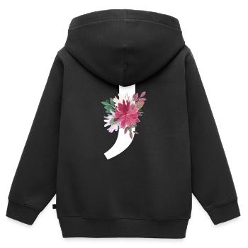 Buchstabe j blumig - Kinder Premium Organic Zip Hoodie - Schwarz - Hinten - AI Model Kid Male (0cm)