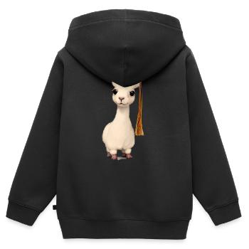 Certificat de fin d’études en alpaga - Sweat Premium à capuche zippé enfant bio - noir - Dos - AI Model Kid Male (0cm)