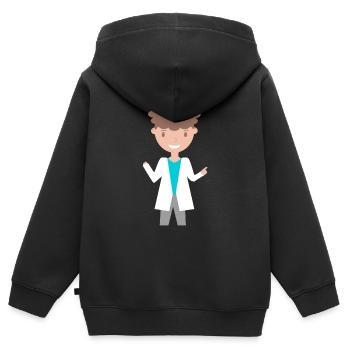 Person Illustratiert (Malte) - Kinder Premium Organic Zip Hoodie - Schwarz - Hinten - AI Model Kid Male (0cm)