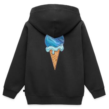 Planète de glace Neptune - Sweat Premium à capuche zippé enfant bio - noir - Dos - AI Model Kid Male (0cm)