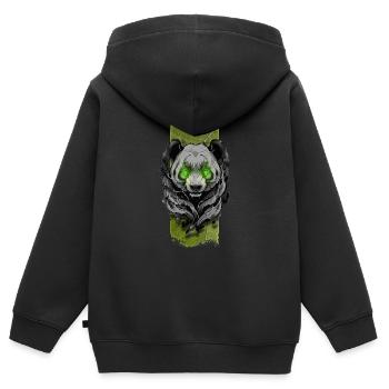 Tranquil Jade: Sanfter grünäugiger Panda - Kinder Premium Organic Zip Hoodie - Schwarz - Hinten - AI Model Kid Male (0cm)