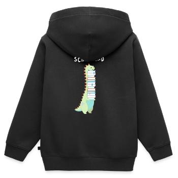 Endlich Schulkind Dino Dinosaurier Einschulung - Kinder Premium Organic Zip Hoodie - Schwarz - Hinten - AI Model Kid Male (0cm)