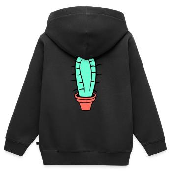 Petit Cactus Épines Désert Cactus Pot de Fleur - Sweat Premium à capuche zippé enfant bio - noir - Dos - AI Model Kid Male (0cm)