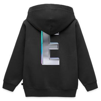 Chrome ,, E " Métallisé - Sweat Premium à capuche zippé enfant bio - noir - Dos - AI Model Kid Male (0cm)